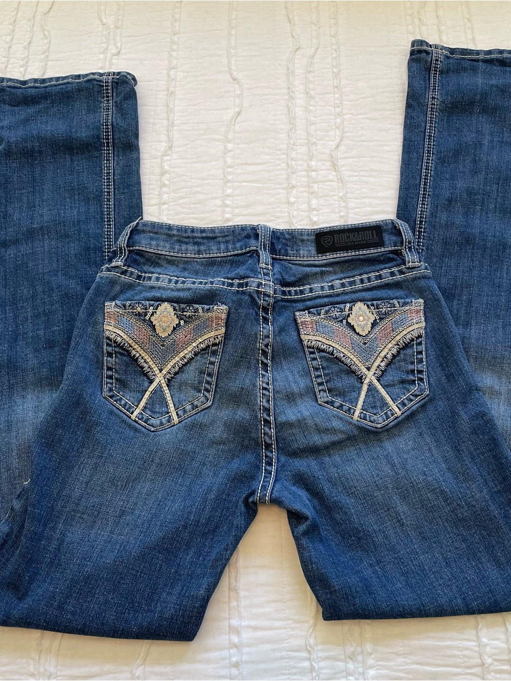 Women’s Bootcut Jeans with Aztec Boho Designs | Sz 2